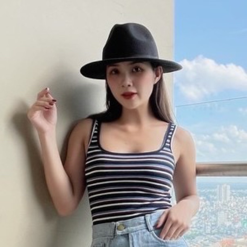 Áo thun kẻ sọc hai dây cổ vuông siêu xinh-Hình Chụp Thật