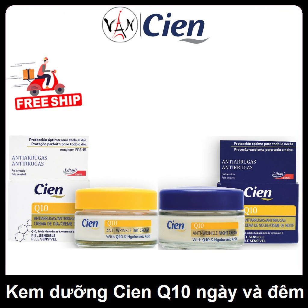 Set kem dưỡng ẩm Cien Q10 ngày đêm chống lão hóa và trắng da