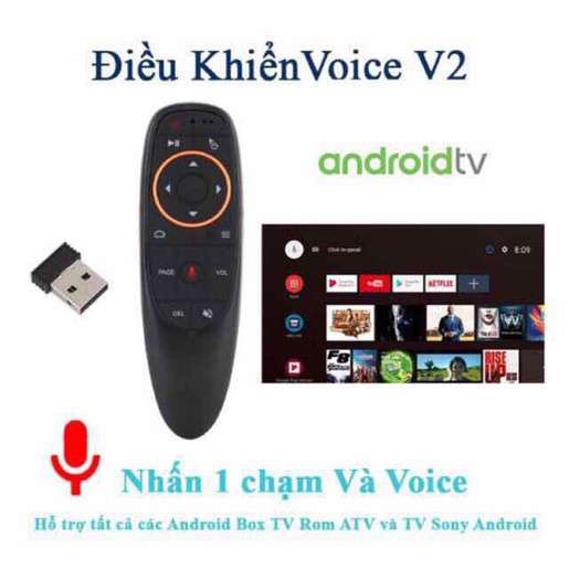 Remote Chuột bay Voice Q6s Cao cấp - Air Mouse Điều khiển tim kiem bang giong noi cho tv box, smart tv chạy android TV