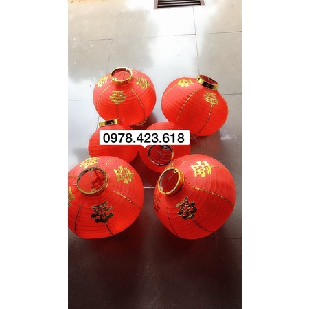 Đèn lồng Vải Đỏ Trang Trí Tết - Đèn lồng Hoa đào họa tiết Chúc mừng năm mới, nhà hàng, khai trương, lễ hội