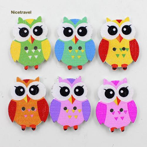 Set 50 cúc gỗ tạo hình hoạt hình dễ thương xinh xắn