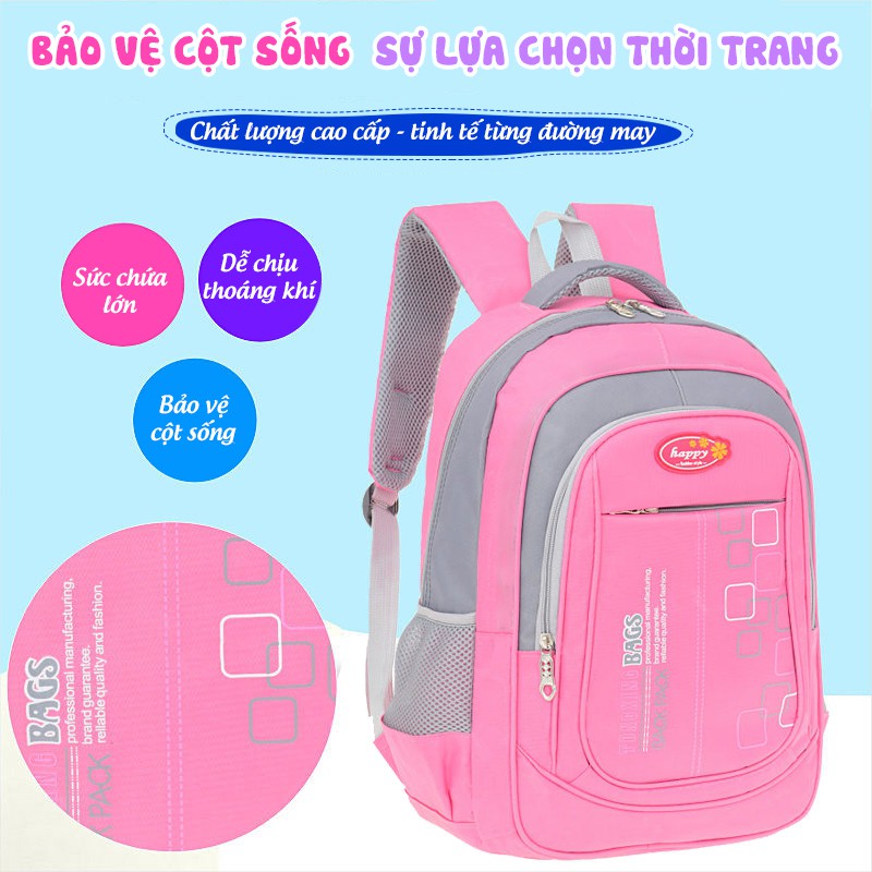 Balo Học Sinh Tiểu Học Bảo Vệ Cột Sống Mẫu Mới - Balo Thời Trang Chống Gù Cho Bé Giá Tốt - Nhẹ Tựa Lông Hồng