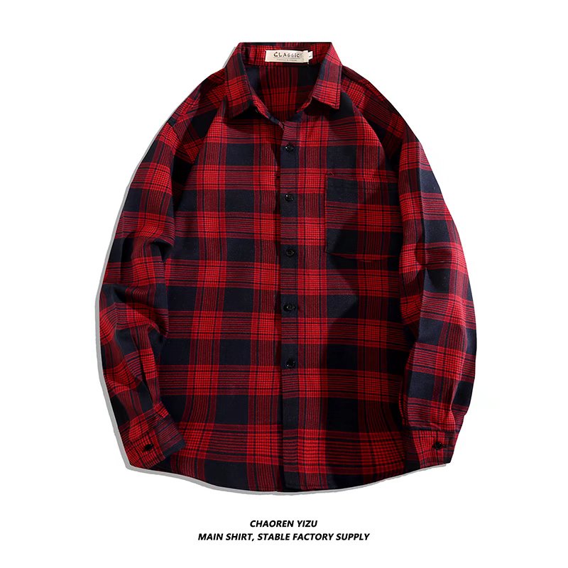 Mới Áo Sơ Mi Tay Dài Dáng Rộng Kẻ Sọc Caro Phong Cách Hàn Quốc Với 2 Màu Lựa Chọn Cho Nam