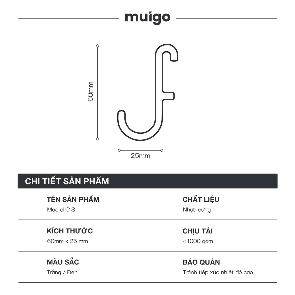 5 móc chữ S cho bảng cài Pegboard Skadis IKEA