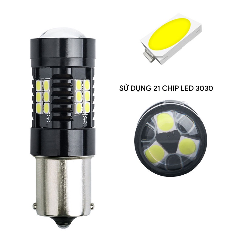 Đèn LED  hậu, phanh, xi nhan chân 1157  chip 3030 T203030-21 Màu trắng
