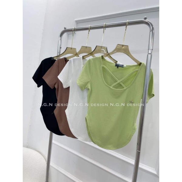 Áo thun chéo dây cổ