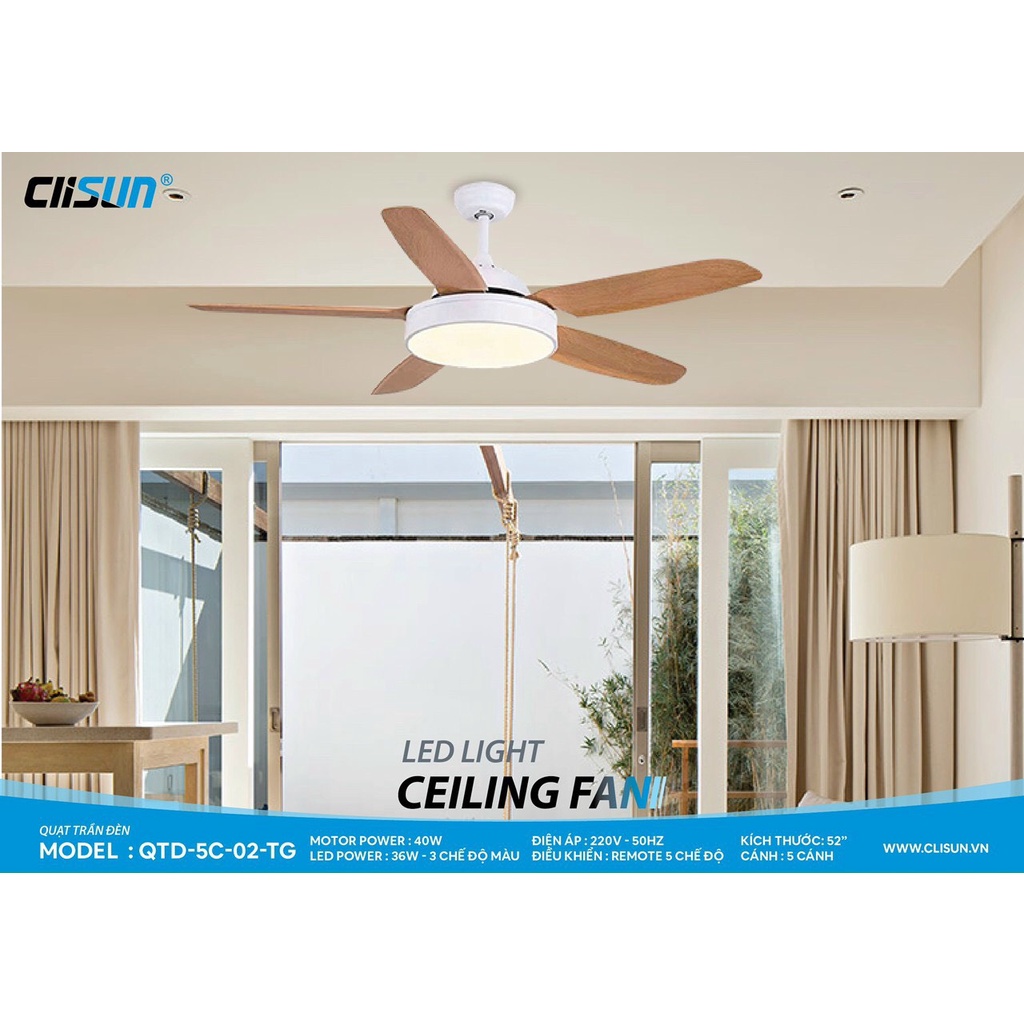 Quạt Trần Đèn Điều Khiển Cao Cấp Cho Phòng Khách Sang Trọng, Có Chế Độ hẹn giờ Tiện Dụng, Bảo Hành 5 Năm