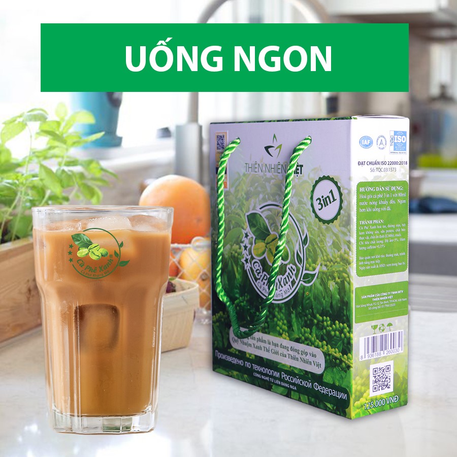 Cà phê xanh giảm cân Thiên Nhiên Việt Chính hãng kháng mỡ giảm cân tự nhiên tại nhà + Tặng 8 gói ca cao đỏ