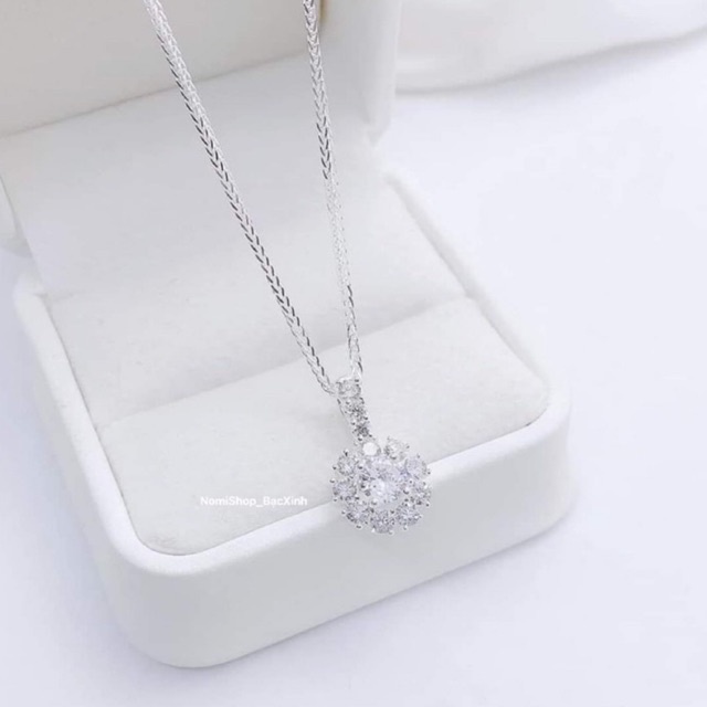 Dây chuyền Nữ Bạc ta Dây  nhẹ nhàng, Mặt hoa đính đá lấp lánh Hàng cao cấp kĩ lưỡng Mainomi Shop Bạc Xinh