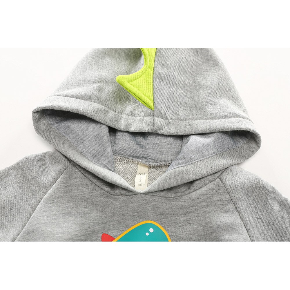 Áo Hoodie khủng long bé trai XIAILE áo nỉ da cá cho bé chất cotton hàng xuất khẩu