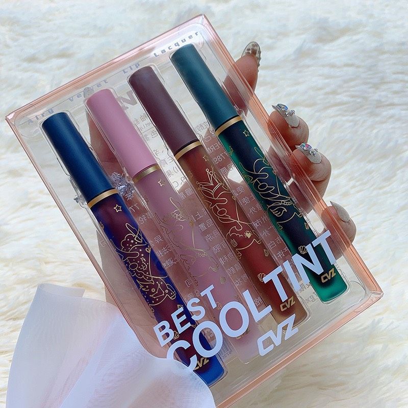 💕Set 4 son kem vỏ nhung mờ CVZ unicorn color lip glaze A.K304💕hàng mới về💕