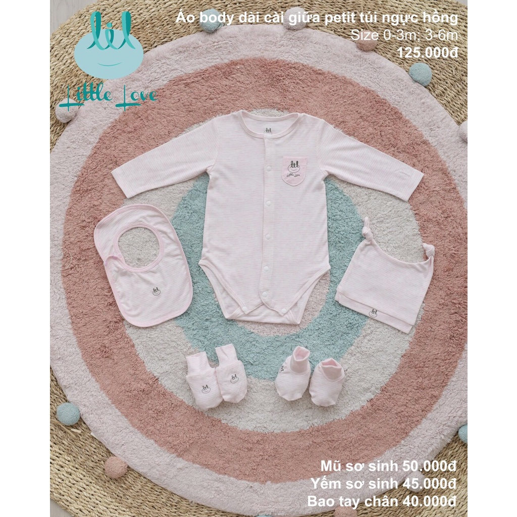 Áo body chip dài tay pettit túi ngực cho trẻ từ sơ sinh đến 6m little love (LABDD01)