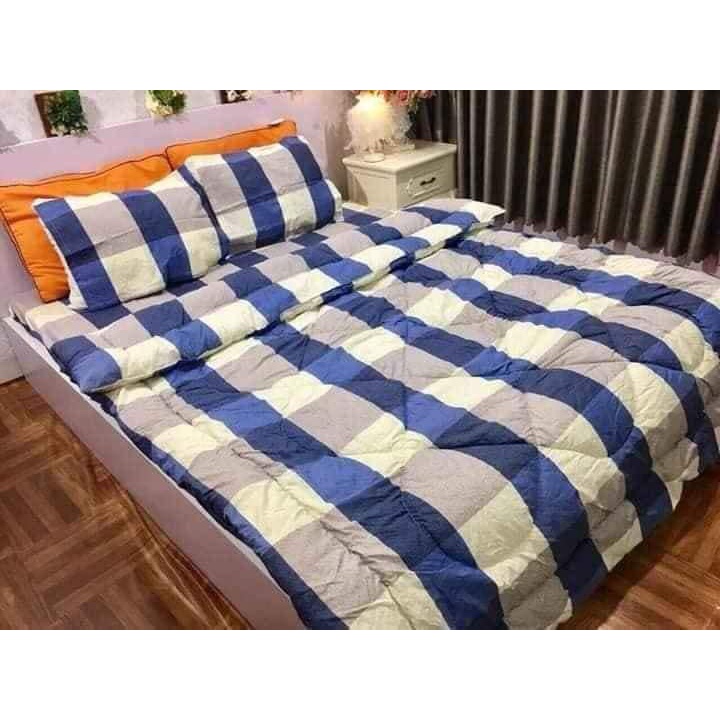 Trọn bộ 5 món ga gối chăn phao poly cotton có ruột bông dày loại 1