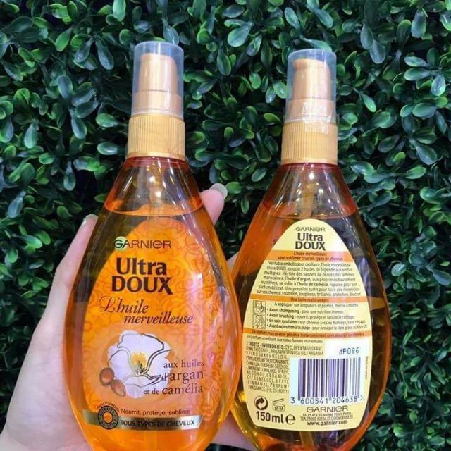 Tinh Dầu Dưỡng Tóc Garnier Argan Ultra Doux phục hồi sợi tóc hư tổn