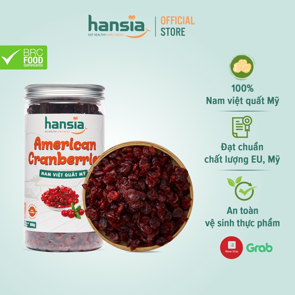 Quả Nam Việt Quất Mỹ Organic HANSIA Vị Tự Nhiên Chứa Nhiều Vitamin Khoáng Chất Tốt Cho Bộ Não, Trí Nhớ Hộp 300g - 500g