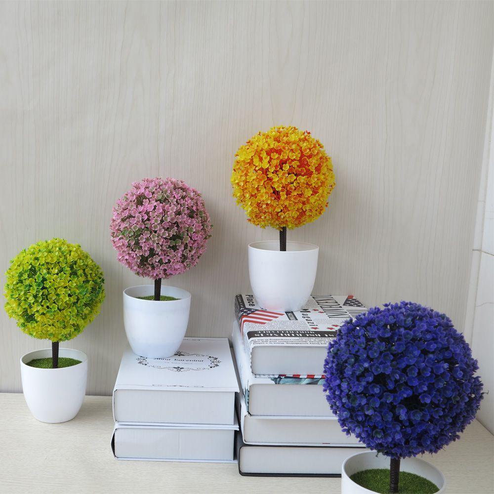 Chậu Cây Nhân Tạo Hình Tròn Nhiều Màu Độc Đáo Trang Trí Nhà Cửa/ Sân Vườn