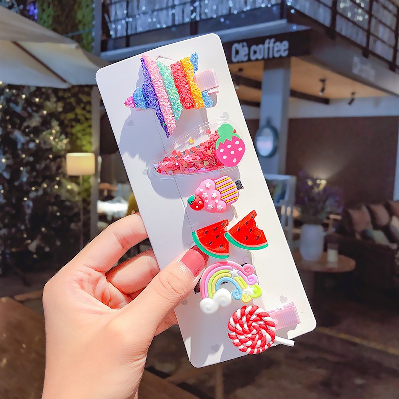 Set 6 Kẹp Tóc Mỏ Vịt Trang Trí Họa Tiết Dễ Thương Cho Bé Gái