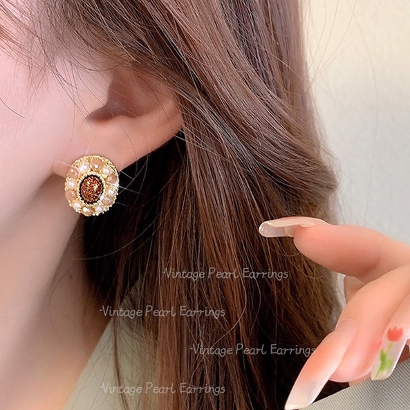 Bông Tai Đính Đá Ngọc Trai Phong Cách Hàn Quốc Thời Trang Cho Nữ