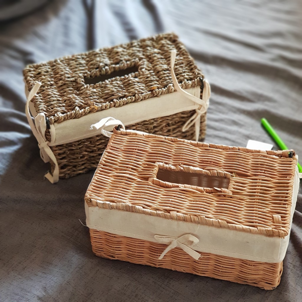 Hộp đựng khăn giấy vintage bằng mây