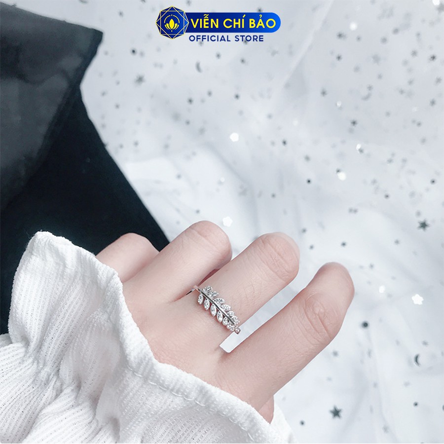 Nhẫn bạc nữ nhành dương xỉ đính đá trắng chất liệu bạc Thái 925 thời trang phụ kiện trang sức nữ Viễn Chí Bảo N400374