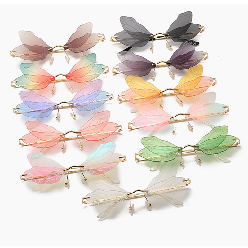 Kính Mát Không Vành Chống Tia UV400 Phong Cách Vintage Thời Trang Cho Nữ