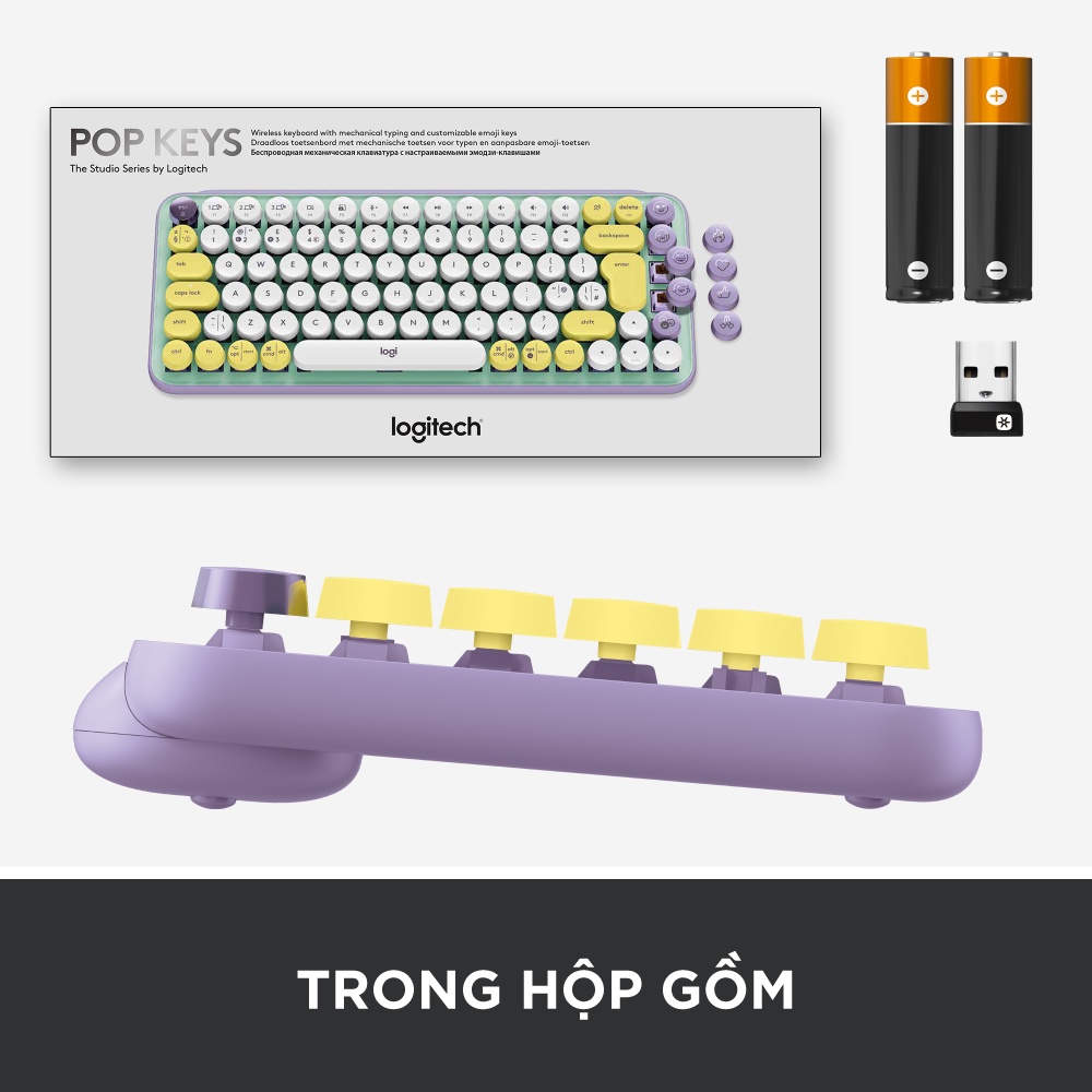 [Mã ELCL7 giảm 7% đơn 300K] Bàn phím cơ không dây bluetooth | USB Logitech POP KEYS - phím emoji có thể tùy chỉnh | BigBuy360 - bigbuy360.vn