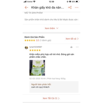 Khăn khô đa năng cho cả gia đình Mipbi 260gram SIÊU MỀM, SIÊU DAI