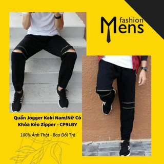 Quần jogger nam nữ có khóa zip - quần jogger kaki thô mỏng siêu thoáng mát