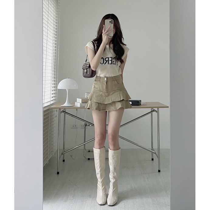 CHÂN VÁY KAKI 2 TẦNG CVKK2T