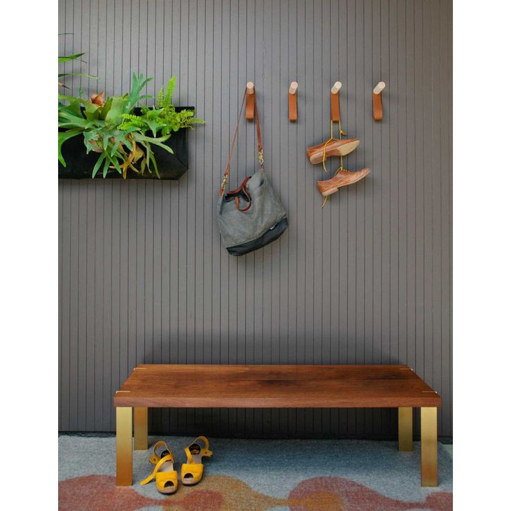 Móc gỗ phối da thật treo đồ trang trí cao cấp