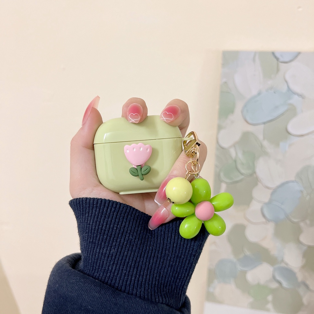 Vỏ tpu Mềm Hình Hoa Tulip Bảo Vệ Hộp Đựng Tai Nghe Nhét Trong Không Dây Bluetooth Cho airpods 1/2 pro