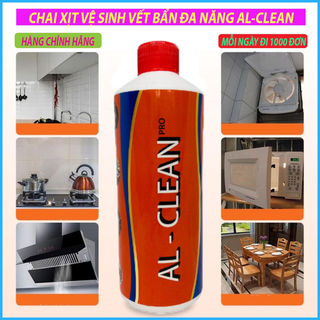 Dung dịch tẩy rửa đa năng , chai xịt tẩy rửa nhà bếp cao câp 2 trong 1 AL-CLEAN, mùi thơm dễ chịu, đánh bay mọi vết bẩn