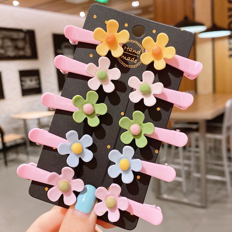 Set 10 kẹp tóc hoa quả nơ cầu vồng phong cách Hàn Quốc siêu đáng yêu