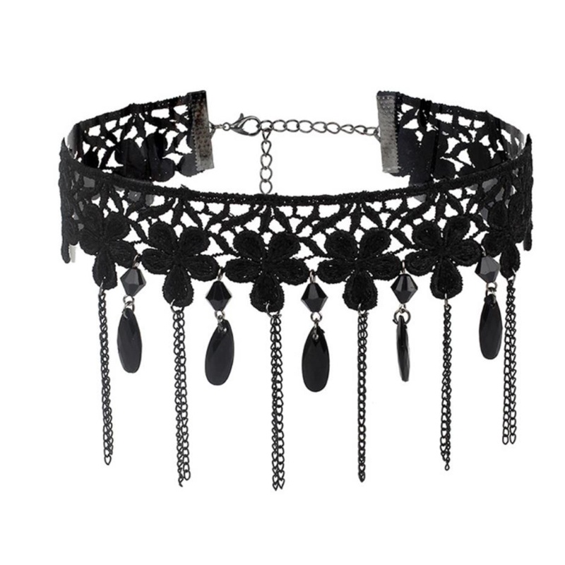 Vòng Cổ Choker Phối Ren Màu Đen Thanh Lịch Cho Nữ