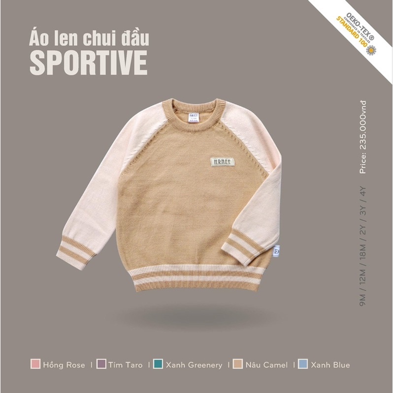Áo len sportive lông cừu mềm mịn, siêu xinh, giữ ấm cho bé thoải mái vận động