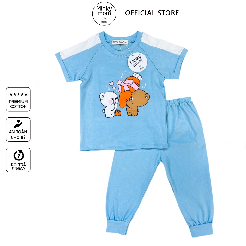 Bộ quần áo trẻ em Minky mom chất cotton cao cấp quần dài cho bé trai bé gái - 1072