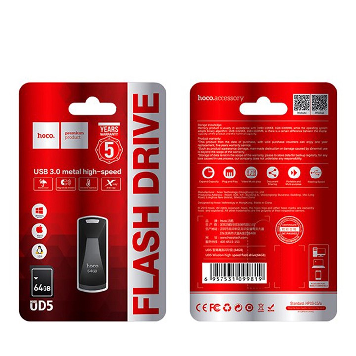 USB Hoco UD5 16/32/64GB, tốc độ cao, lưu trữ tốt, tương thích nhiều thiết bị | BigBuy360 - bigbuy360.vn