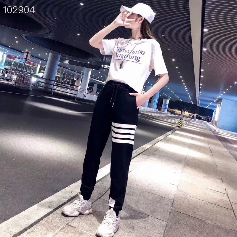 Quần jogger thể thao , quần thom kẻ viên ngang phong cách