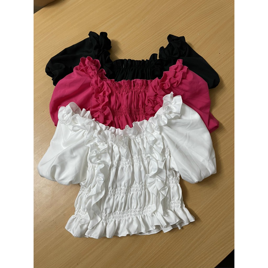 ÁO KIỂU NỮ NHÚN BÈO THÂN TAY LỠ CROPTOP THỜI TRANG-KÈM VIDEO