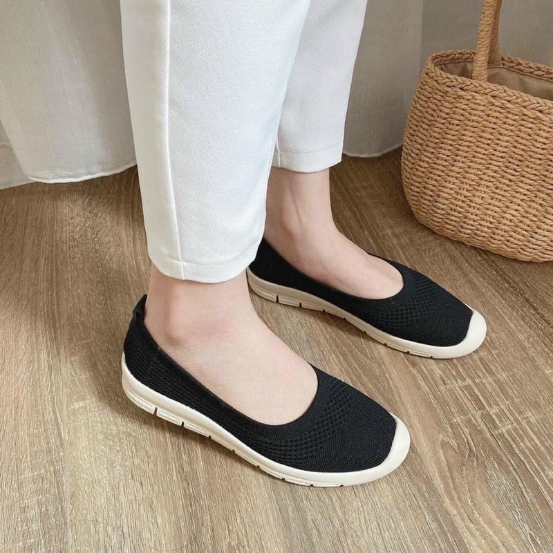 Giày lười len đế cao su mềm