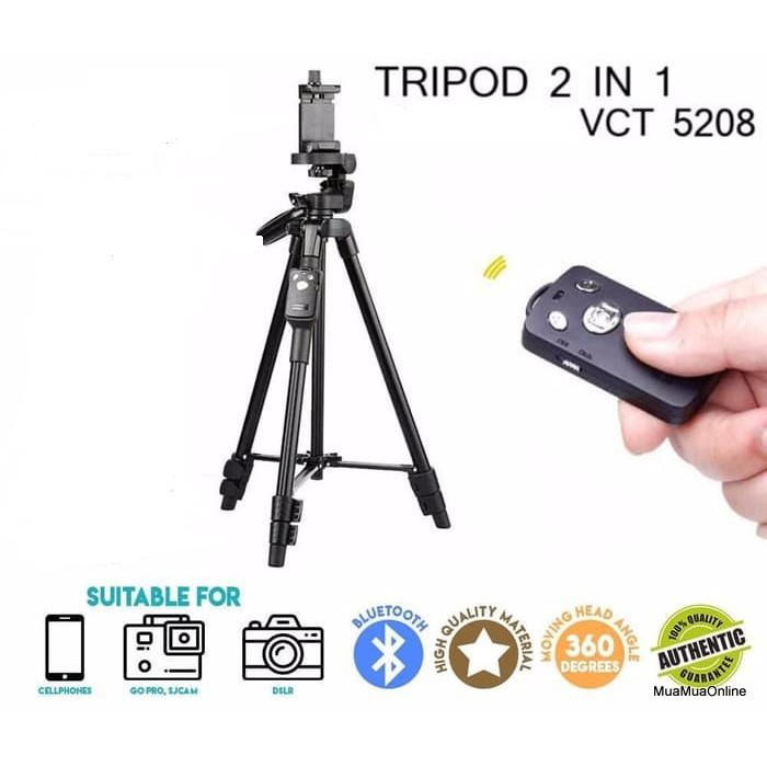 Chân Giá Đỡ Điện Thoại, Máy Ảnh Tripod VCT 5208 + Tặng Kèm Giá Đỡ Và Remote