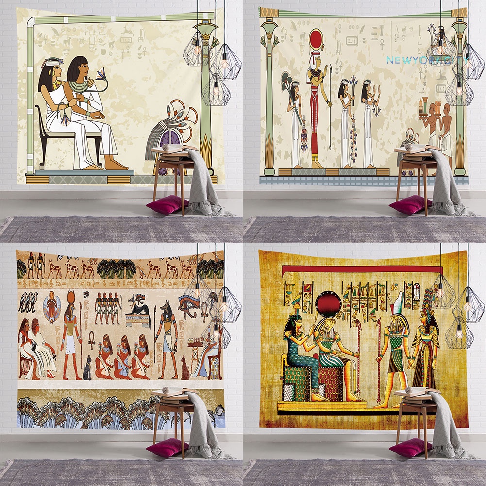 Thảm Treo Tường Trang Trí In Hình Pharaoh Ai Cập Kích Thước 95x73 / 130x150cm