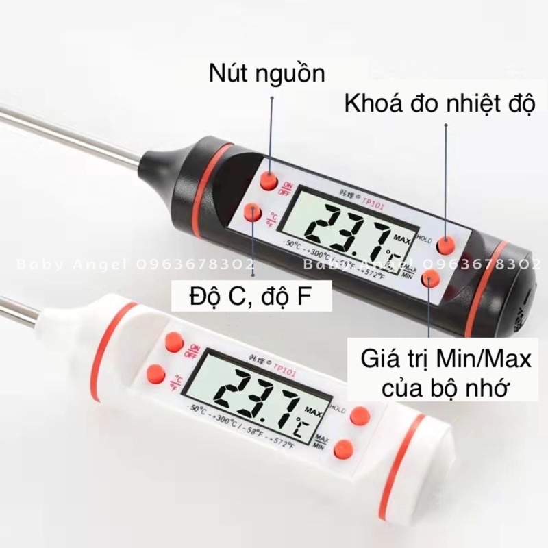 Nhiệt kế đo sữa cho bé, đo chất lỏng, độ chính xác cao