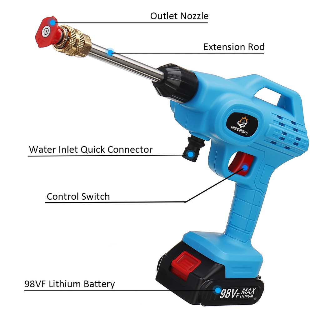 Máy rửa xe áp suất cao 1800w 85bar súng máy rửa xe điện không dây cầm tay cho pin makita 18v