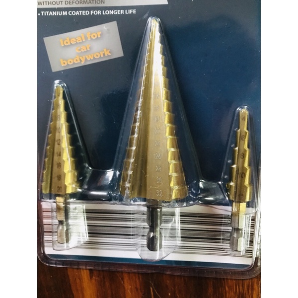 BỘ 3 MŨI KHOAN THÁP PHỦ TITAN SIÊU CỨNG ĐỪƠNG KÍNH 4-32MM 4-20MM 4-12MM MỚI 100%