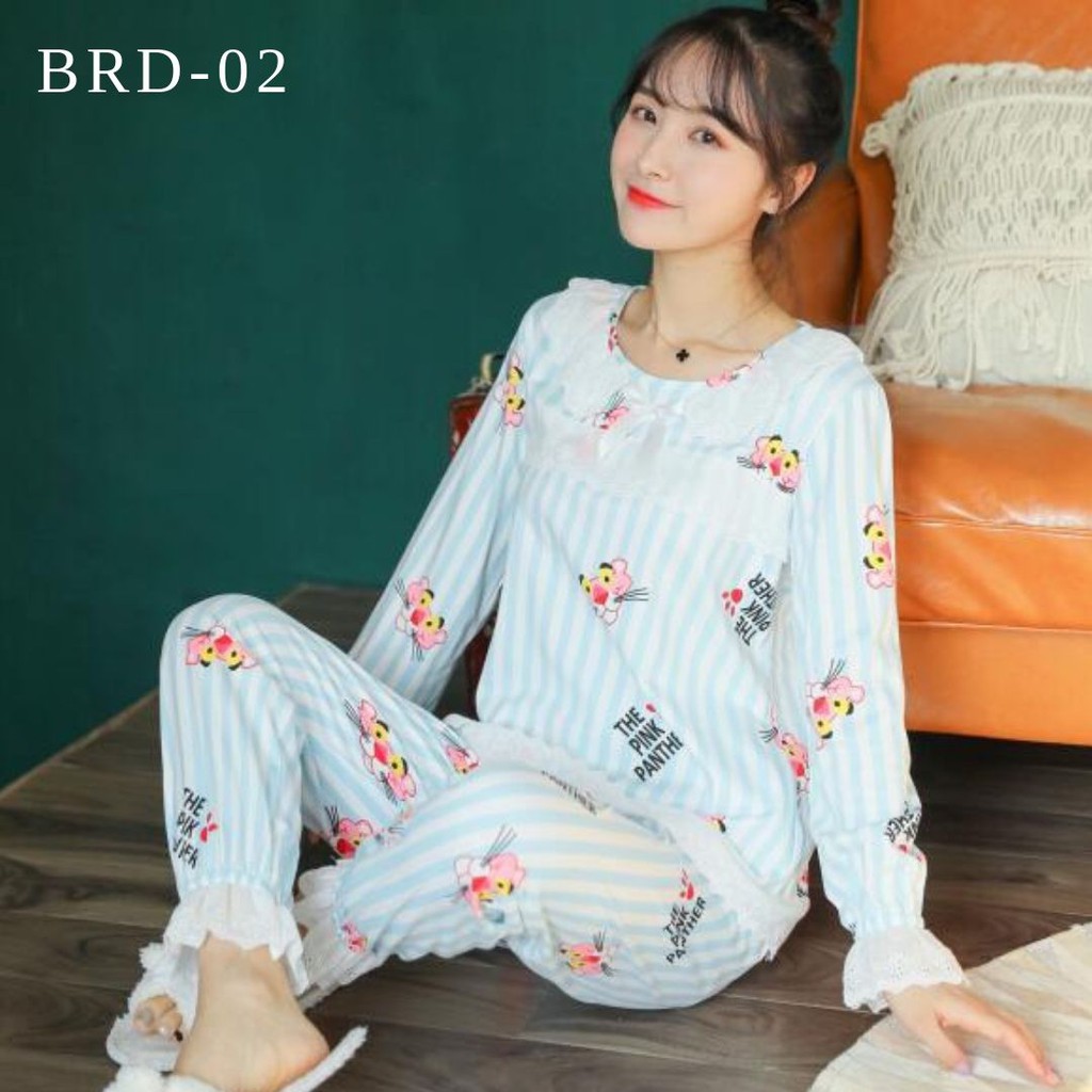 [KHUYẾN MÃI 3 NGÀY] BỘ MẶC NHÀ DÀI TAY COTTON THUN VIỀN REN HÀNG QUẢNG CHÂU CÓ SẴN