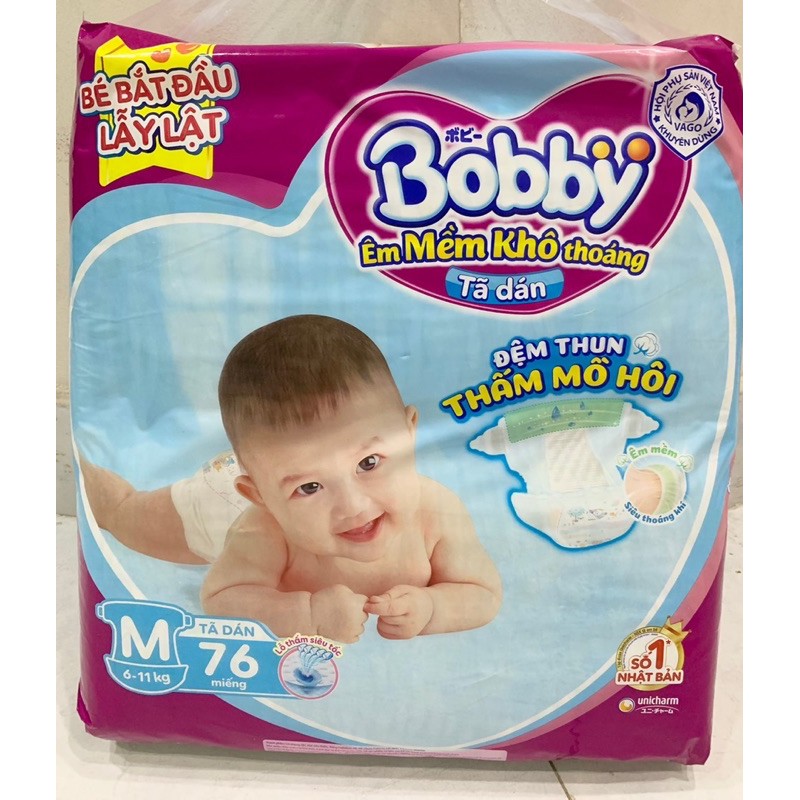 [Mẫu mới]Tã Dán Bobby Sơ  Sinh đệm thun thấm mồ hôi S80 (80 Miếng) + 6 Miếng