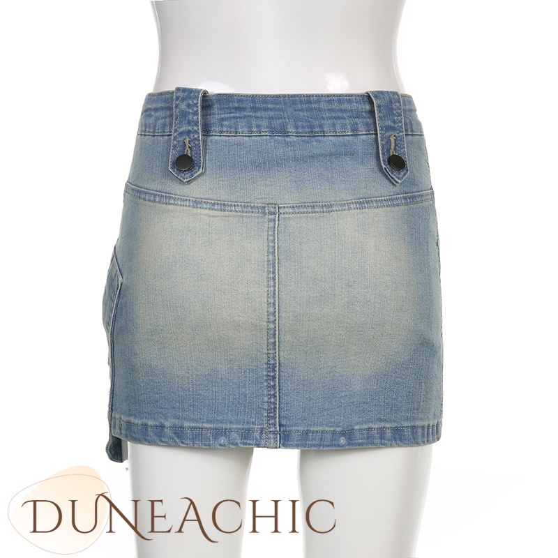 DUNEA Chân váy jean Nữ Lưng Cao Thời Trang