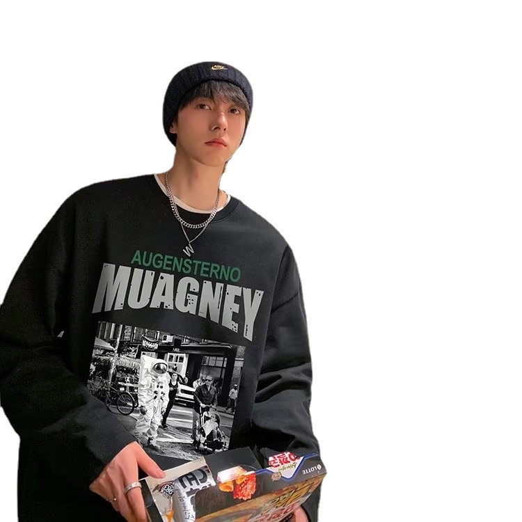 Áo Thun Tay Dài Cổ Tròn Dáng Rộng In Họa Tiết Hoạt Hình Phong Cách Hip Hop Nhật Bản Thời Trang Cho Nam Và Nữ Size M-5XL