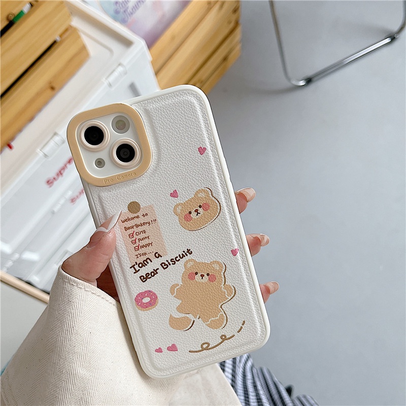Ốp lưng iphone Ốp Điện Thoại Da Họa Tiết Gấu Hoạt Hình Cho iphone7 / 7plus / 8 / 8plus / xs / 11 / 12 / 13 / pro / max / plus / promax Dinuo case
